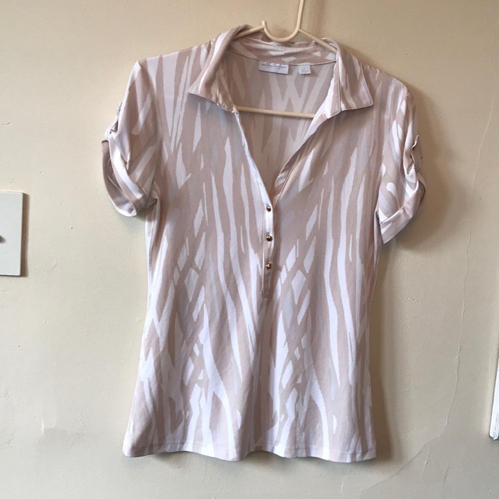 New York & Company Blouse with Capped Sleeves